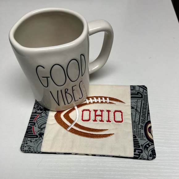 Hand Crafted Mug Rug Coaster Embroidered Cotton Fabric Padded Absorbs Liquid - Picture 3 of 10